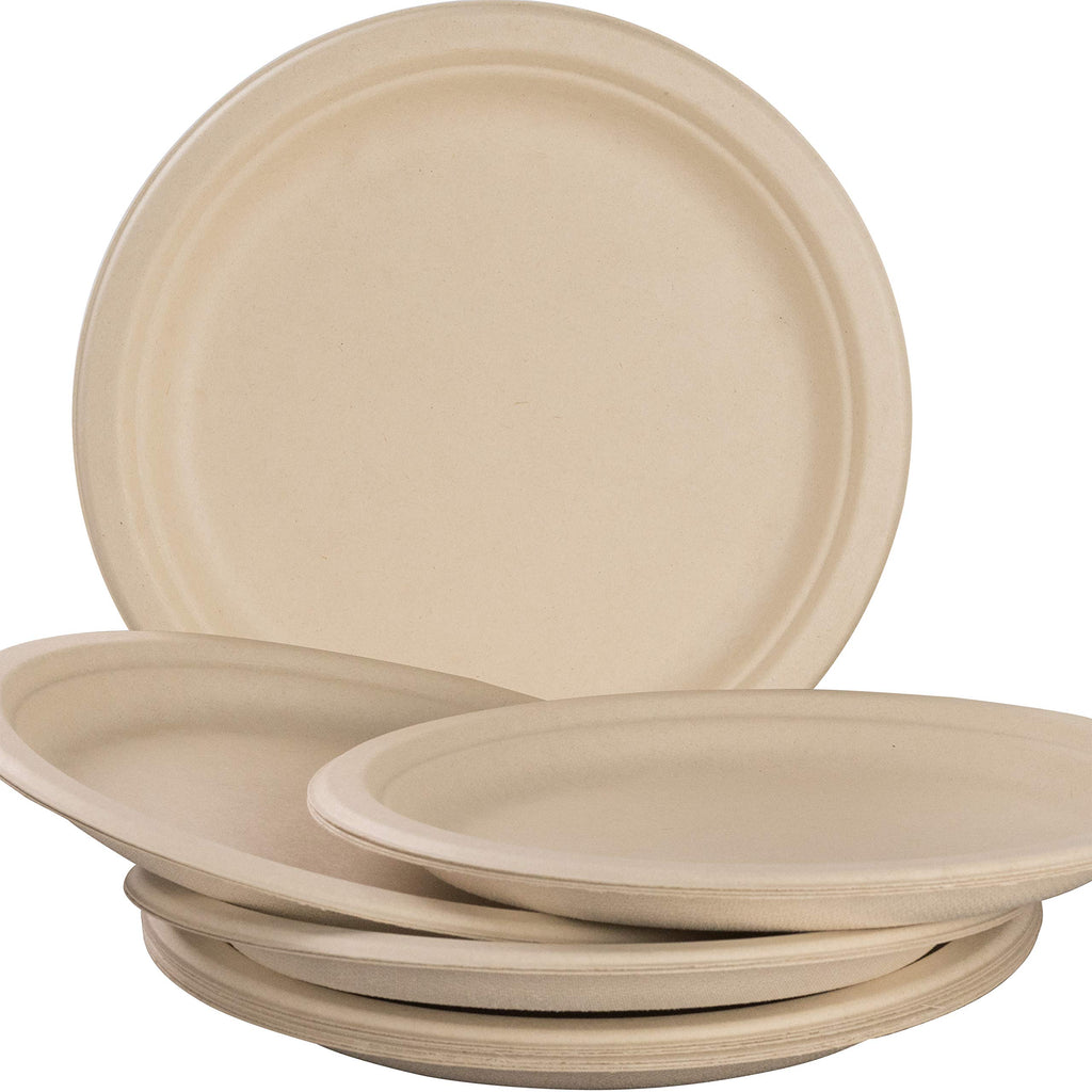 Avant Grub Pro-Grade Biodegradable 10 Inch Plates. Bulk 200 Pk Great for Lunch, Dinner Parties and Potlucks. Disposable Compostable Wheatstraw Paper Alternative. Sturdy, Soakproof and Microwave Safe.