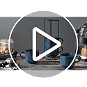 JH JIEMEI HOME Blue 15oz Ceramic Coffee Mug Set of 4 with Stand - Embossed, Stackable, Microwave & Dishwasher Safe