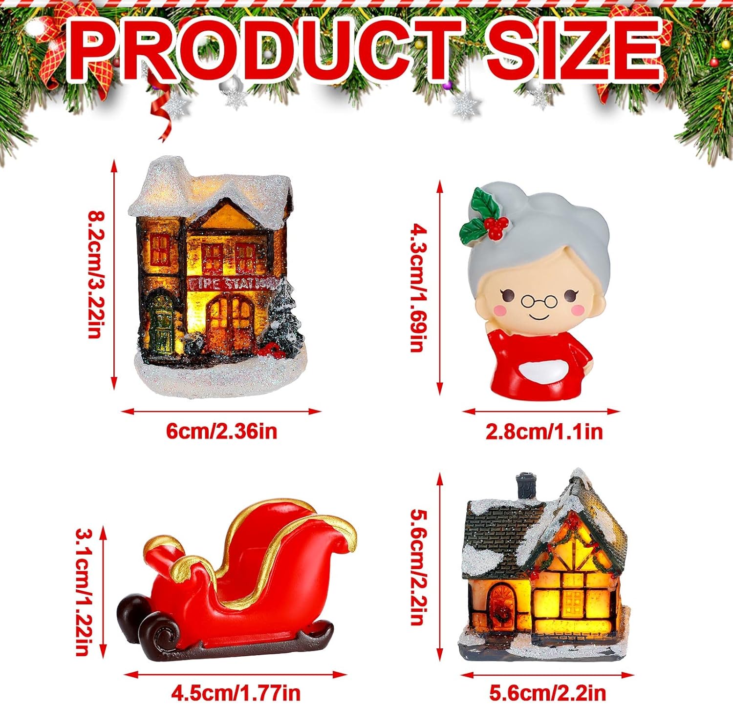 Woanger Christmas Village Set - 29 LED Lighted Houses & Figurines for Holiday Decor | Poly Resin Collectibles
