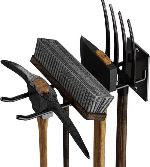 Heavy-Duty Steel Wall Hanger by Garage Storage | 4-Pack Tool Organizer for Garden Tools - Shovel, Rake, Broom Hooks