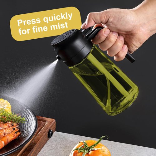 CXINYI - 16oz Olive Oil Dispenser | 2-in-1 Sprayer for Cooking & Salad - Light-Proof Black & Green