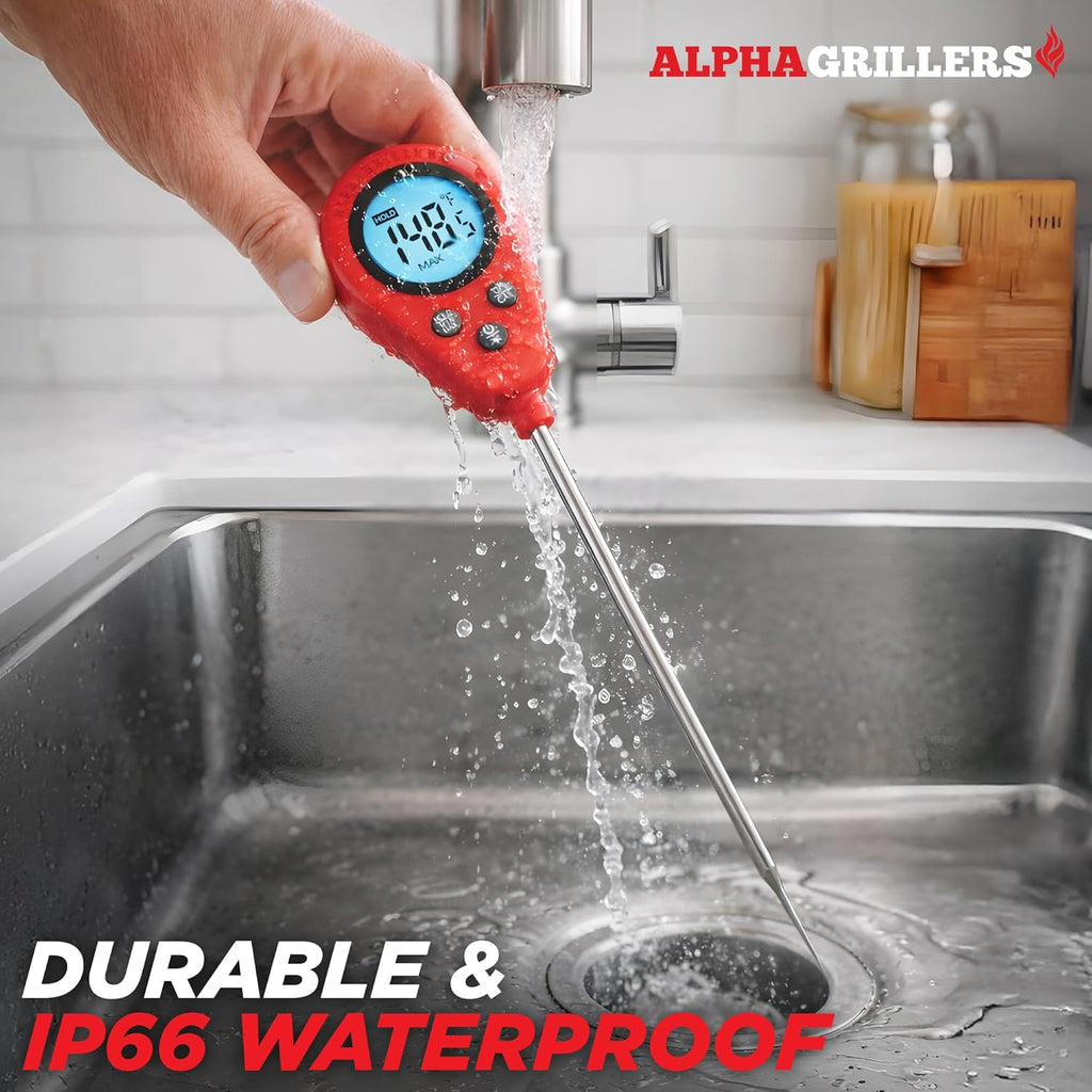 Alpha Grillers Instant Read Meat Thermometer - Digital Cooking Thermometer for Perfectly Cooked Meat | Fast Probe Design