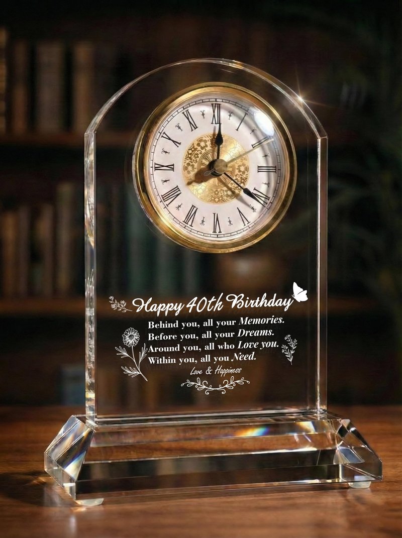 DEEWISH 90th Birthday Gift Quartz Desk Clock – Elegant Home Blessing Decoration for Parents, Grandparents, Friends, Mom, Dad, Happy 90 Years Birthday Decoration for Women Men