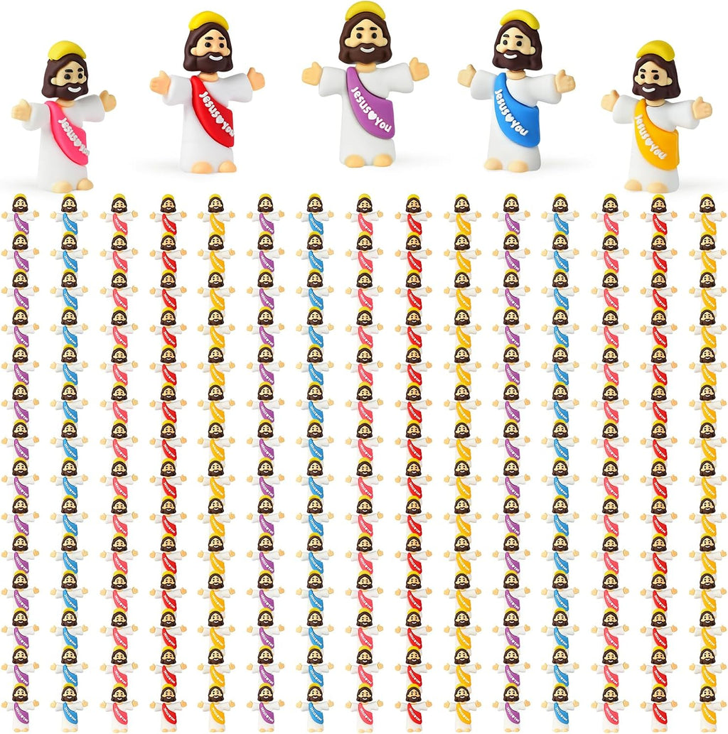 Skiennix Mini Jesus Figurines - 100Pcs Multicolor Collectible Dolls | Perfect for Easter Egg Stuffers