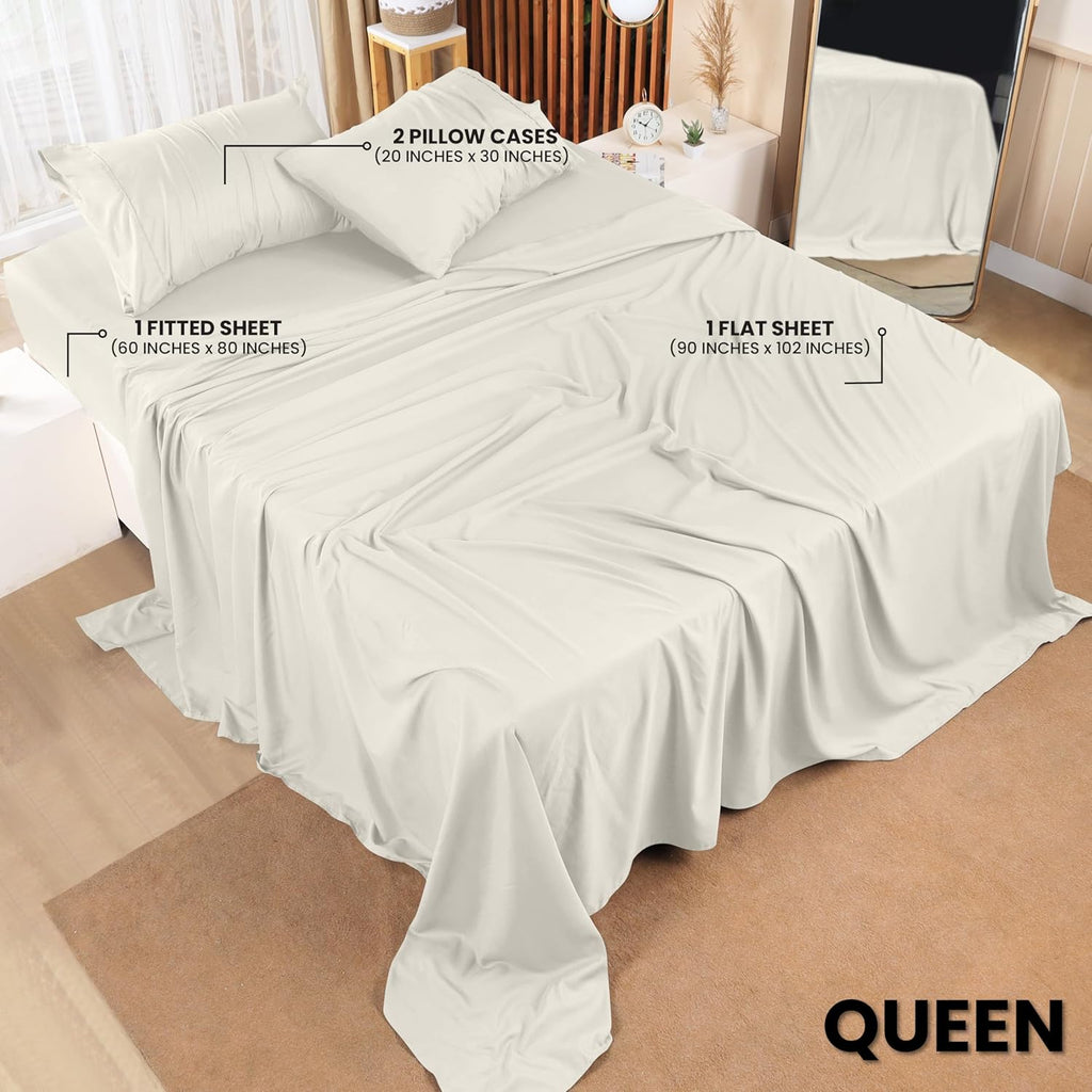 Utopia Bedding Queen Size Sheet Set - Soft & Breathable Microfiber, 4-Piece Ivory Collection