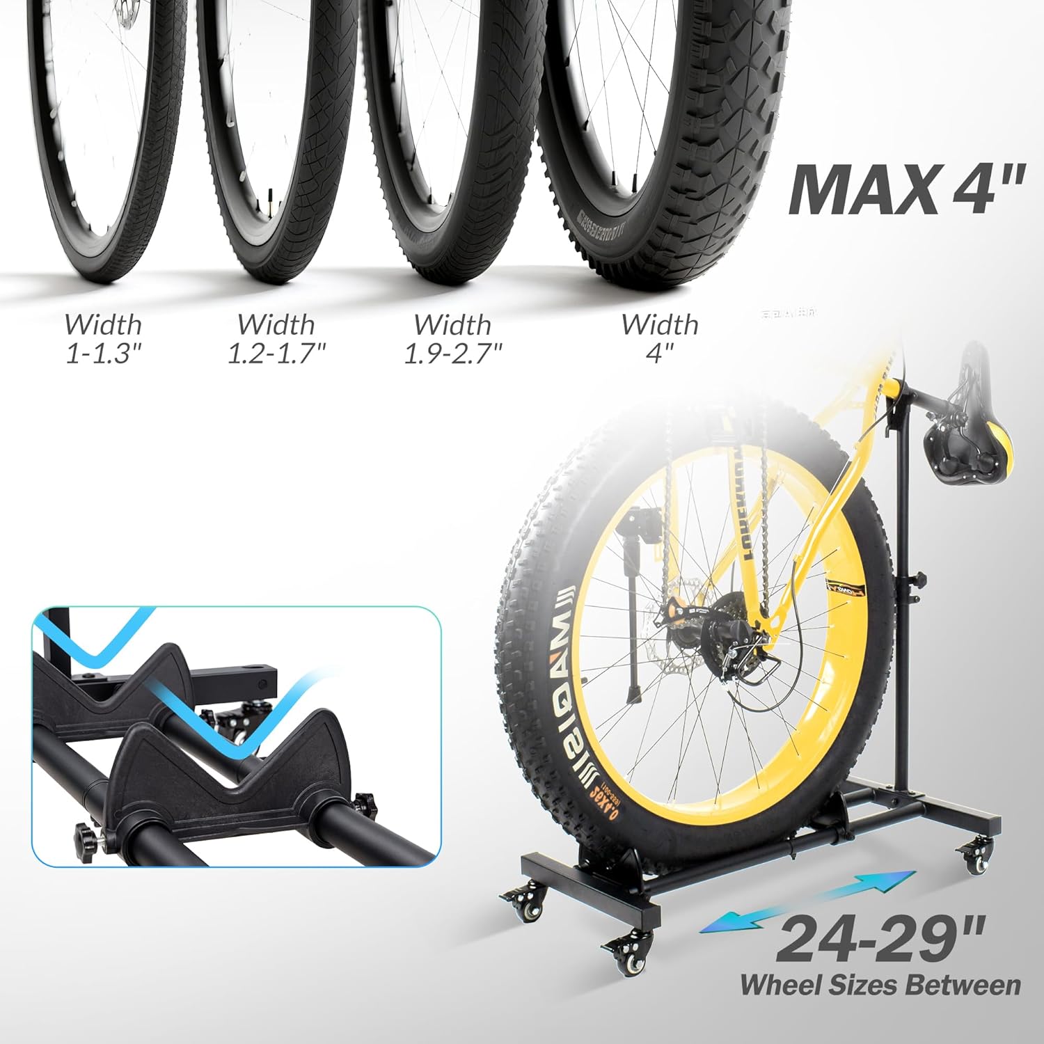 Sttoraboks Vertical Bike Stand - Freestanding Indoor Bicycle Rack with Adjustable Height for Wheels Up to 29”