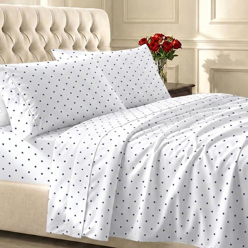 California Design Den Twin XL Sheet Set - 100% Soft Cotton, 400 Thread Count, Award-Winning Sateen Finish, Polka Dot Design