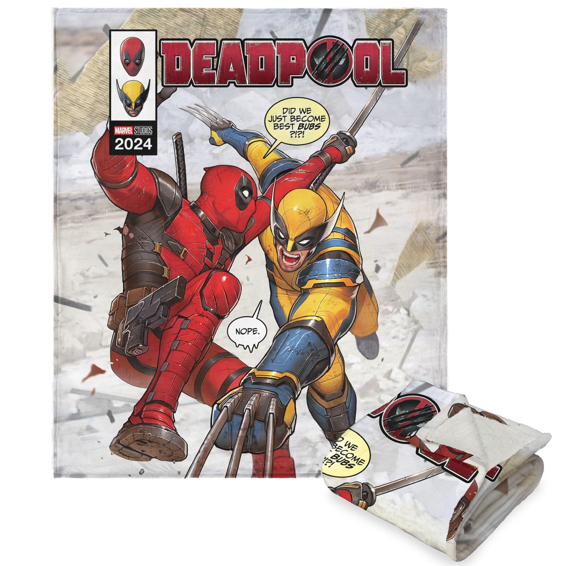 Northwest Deadpool Silk Touch Sherpa Throw Blanket, 50" x 60", Best Bubs