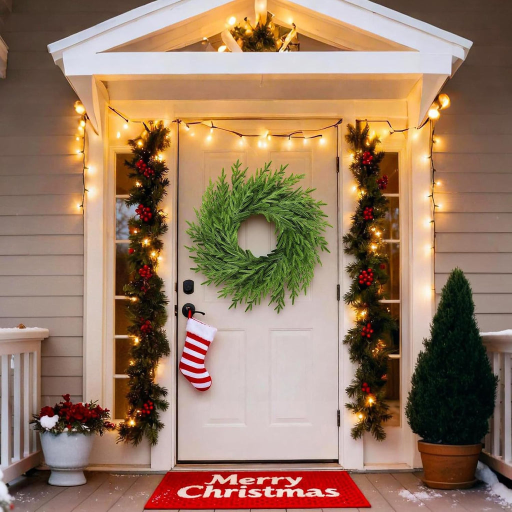 Regine Switzerland 26-Inch Artificial Norfolk Pine Wreath - Real Touch Greenery for Year-Round Home Decor