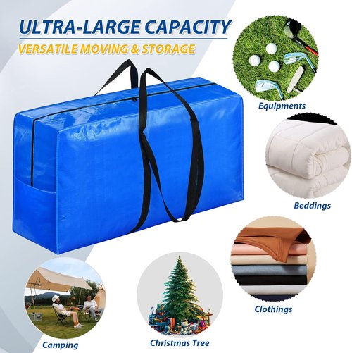 57 Gallon Extra Large Storage Bags by [Brand Name] - Heavy Duty Jumbo Moving Totes | 42x23x13.5 Inch - 2 Pack