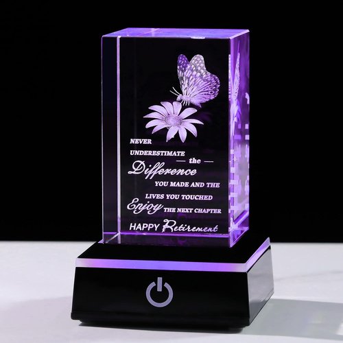 3D Crystal Retirement Gift | Skiennix Going Away Keepsake for Coworkers & Friends - Perfect Farewell Gift
