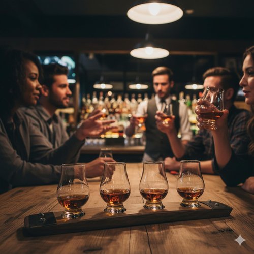 Barrel-Art Premium 4 Glass Whiskey Flight/Dark Walnut/No Glasses