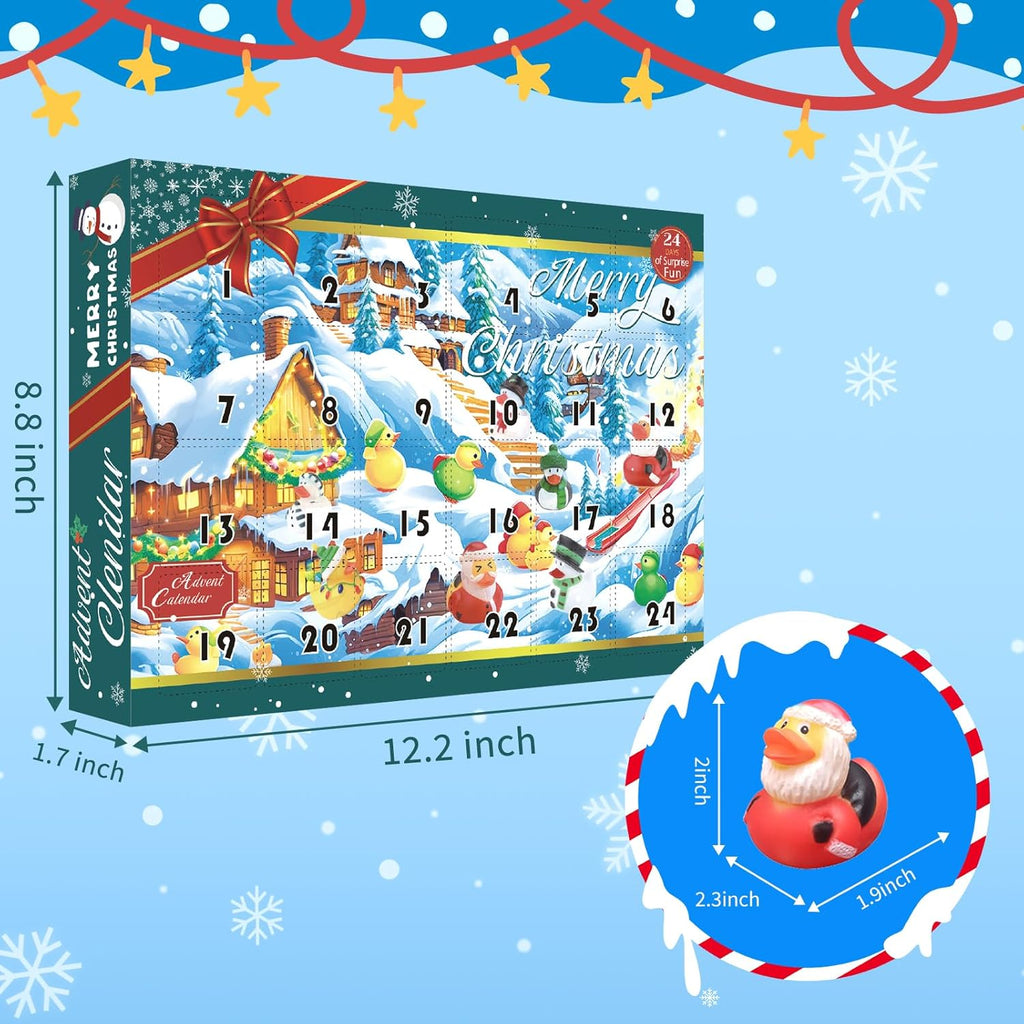Skiennix Christmas Advent Calendar 2025 - 24 Rubber Ducks Countdown Blind Boxes | Holiday Bath Toy Set