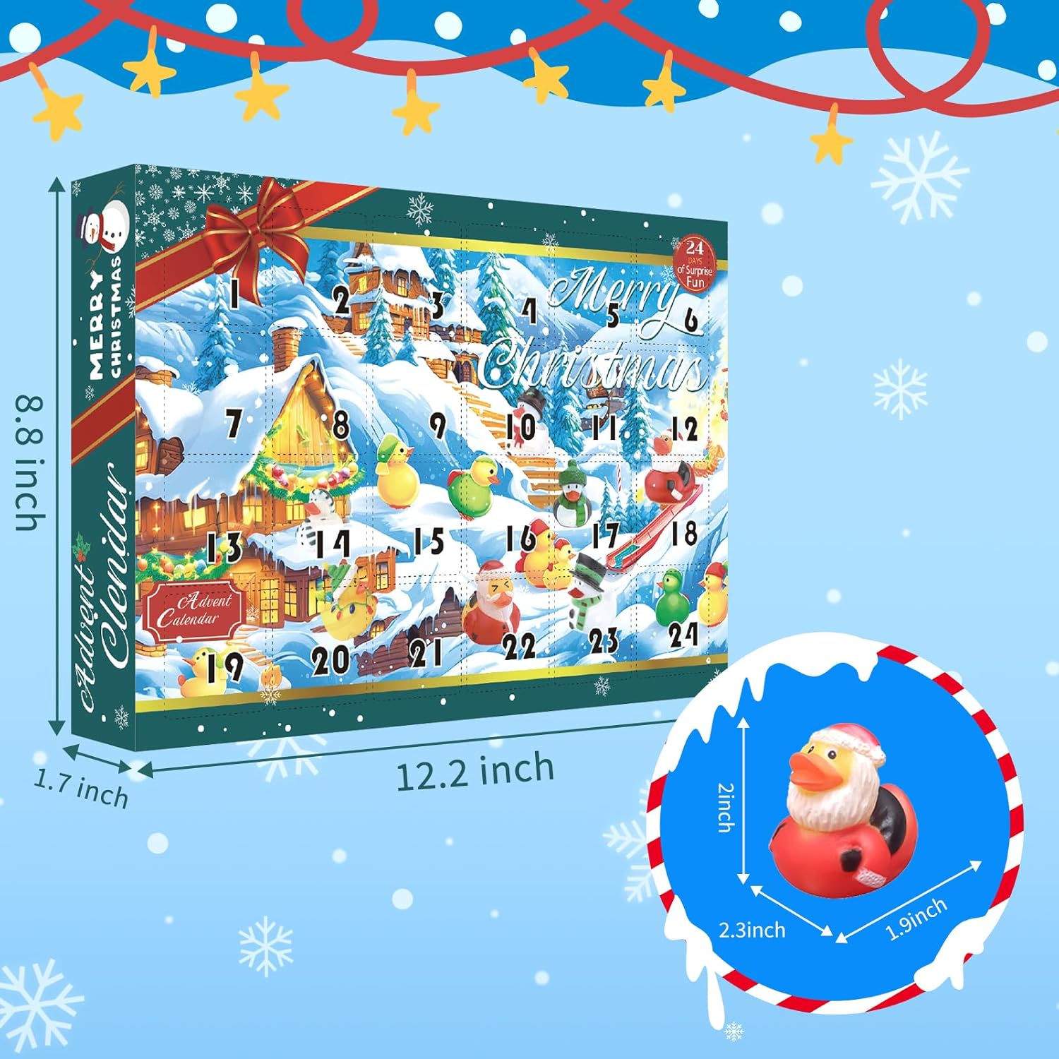 Skiennix Christmas Advent Calendar 2025 - 24 Rubber Ducks Countdown Blind Boxes | Holiday Bath Toy Set