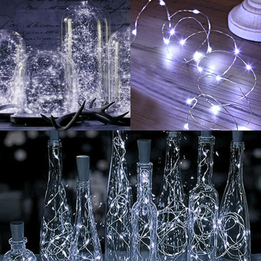 WATERGLIDE 12 Pack Mini String Lights - Battery Operated 20 LED Fairy Lights | Waterproof Silver Wire for Wedding & Party Decor