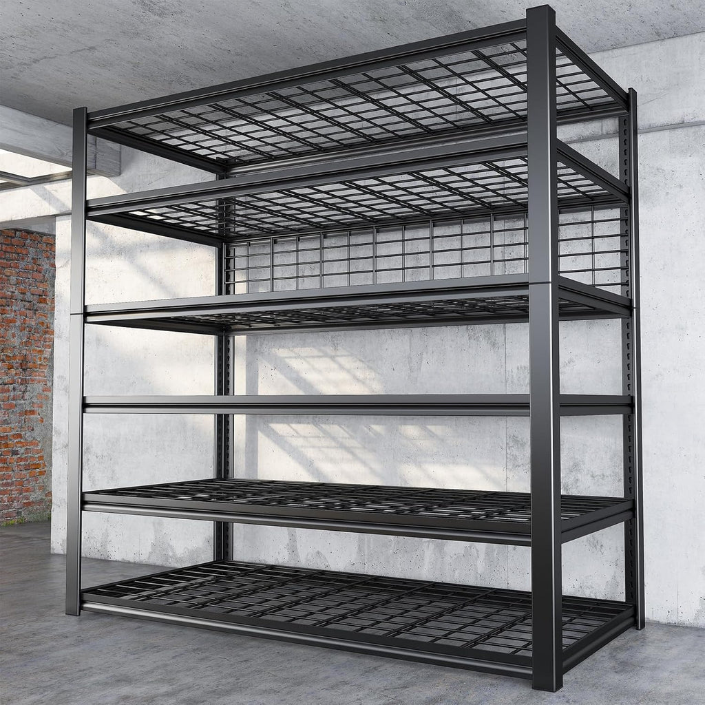 Reibii Heavy-Duty 6-Tier Garage Shelving - Adjustable Metal Storage Shelves, 3500LBS Capacity, 84"H x 48"W x 20"D