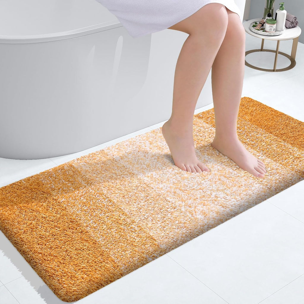 OLANLY Large Bathroom Rugs - Extra Soft Microfiber Mat 50x30 | Quick Dry & Washable, Golden Yellow