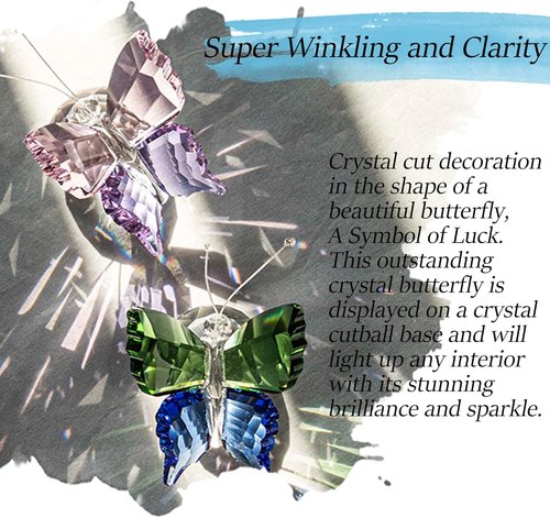H&D Hyaline & Dora Crystal Butterfly Figurines - Handmade K9 Glass Decor | 2-Piece Set for Weddings & Home