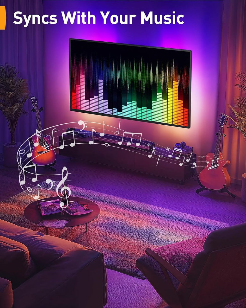 Perlegear AuraFrame™ TV Wall Mount - Pre-Assembled with LED Lights for 26-65 Inch TVs, Swivel & Tilt, Max VESA 400x400mm
