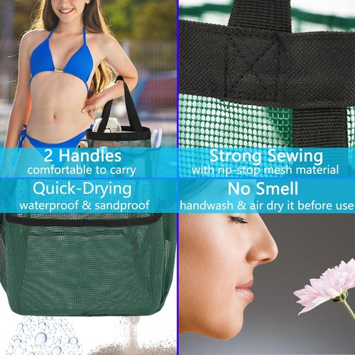 Fammart Mesh Shower Caddy - Portable 8-Pocket Tote Bag for College Dorms, Toiletries & Gym Essentials