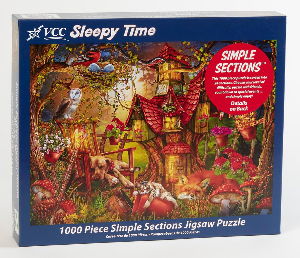 Vermont Christmas Company Sleepy Time Simple Sections® Jigsaw Puzzle - 1000 Pieces - 24 Sections for Custom Difficulty