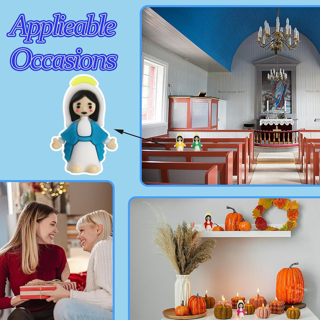 Virgin Mary Figurines by [Brand Name] - 20 Mini Christ Figures for Sunday School & Easter Gifts - Blue