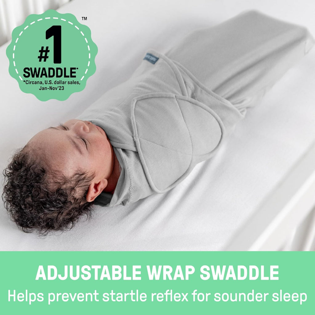 SwaddleMe by Ingenuity Baby Swaddle - 100% Cotton, 1.0 TOG, Pocket Fold Design, 3-Pack | Improves Sleep, 0-3 Months - Rainbow