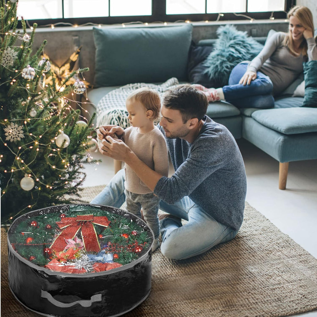 Propik Christmas Wreath Storage Bag - 36-Inch Tear-Resistant Holiday Container with Clear Window - 2 Pack