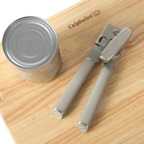 Calphalon Edge Stainless Steel Can Opener & Bottle Opener - Heavy Duty with Rubber Handle in Taupe