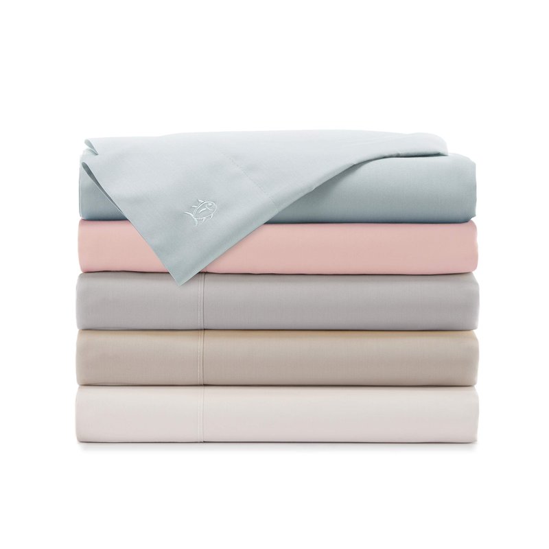 Southern Tide Cotton Twill Sheet Set – 100% Cotton, 300 Thread Count – Soft and Durable Sheets for Cozy, Everyday Luxury – Wrinkle-Resistant, Year-Round Comfort – Twin – White