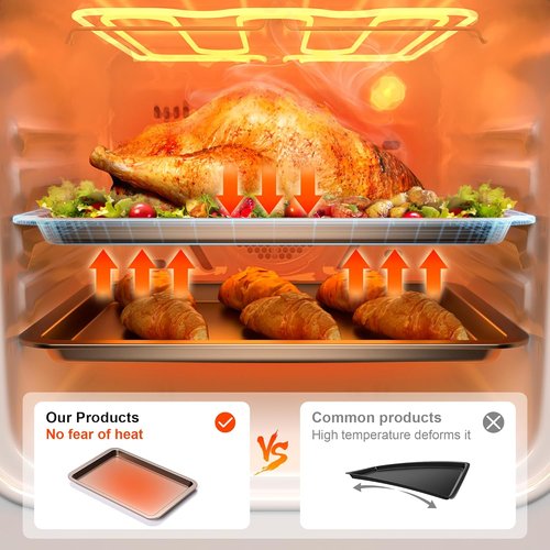 HONGBAKE Nonstick Baking Sheet Set - 3 Pack with Wider Grips | Half, Jelly Roll & Quarter Trays
