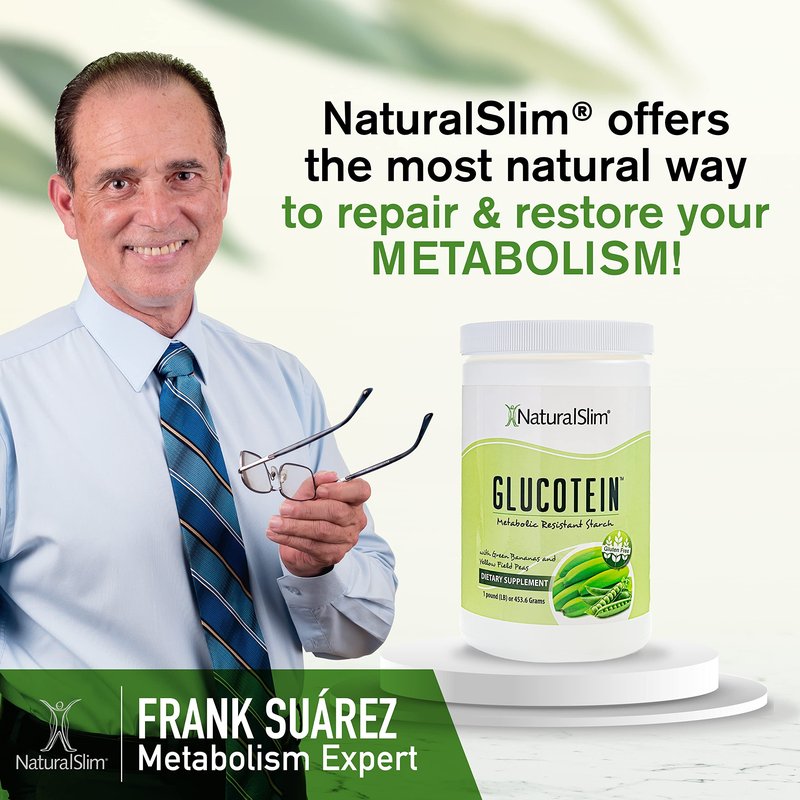 NaturalSlim Prebiotic Resistant Starch Supplement with Green Banana Flour Organic & Pea Starch Blend Glucotein Powder - Non-GMO & Gluten Free - 16 Servings