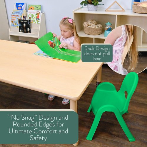 Children's Factory Value Stack Kids Chair, Preschool/Playroom/Daycare Furniture, Flexible Seating Classroom Furniture for Toddlers, Green, 11"
