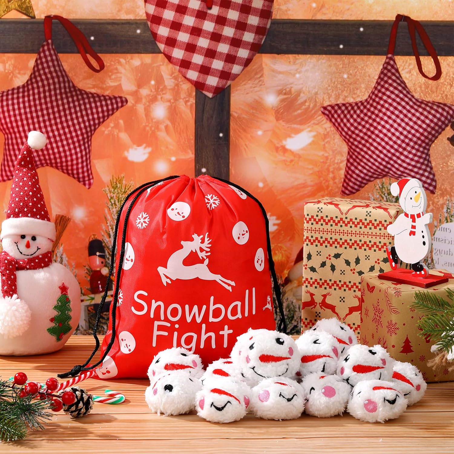 Skiennix 48-Piece Christmas Snowball Set - 2.4-Inch Plush Snowman Balls for Winter Decor | 2 Styles