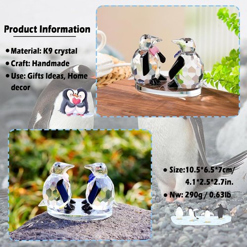 Arikyrist Crystal Penguin Figurine - Cute Glass Collectible Gift for Couples | Home Décor Accent