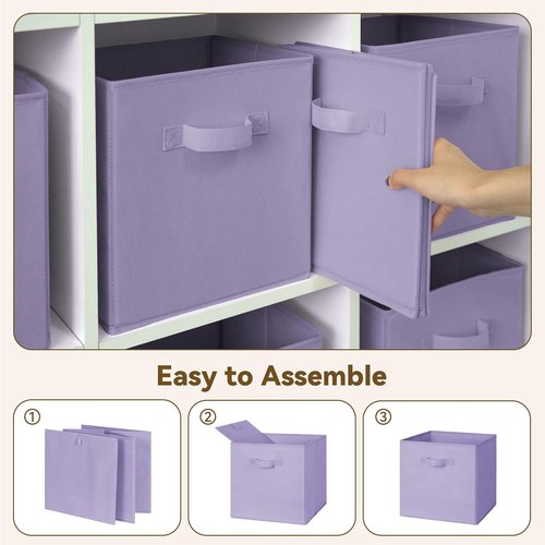 Granny Says Cube Storage Bins - 11-Inch Fabric Organizers | Lavender Purple, 8-Pack for Shelves & Closet
