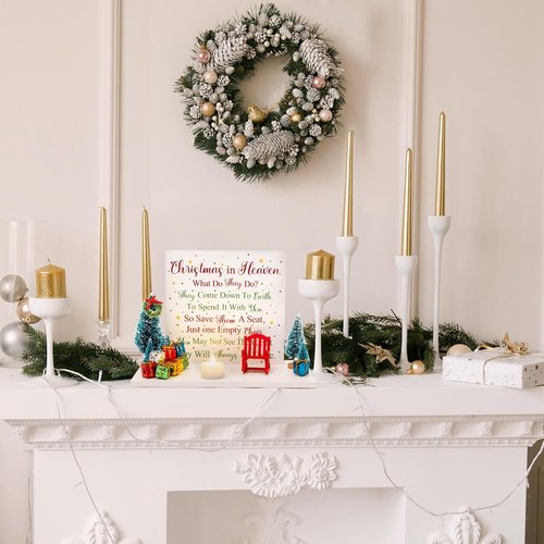 Haooryx Christmas In Heaven Chair Table Decoration | 21-Piece Memorial Candle Holders Set