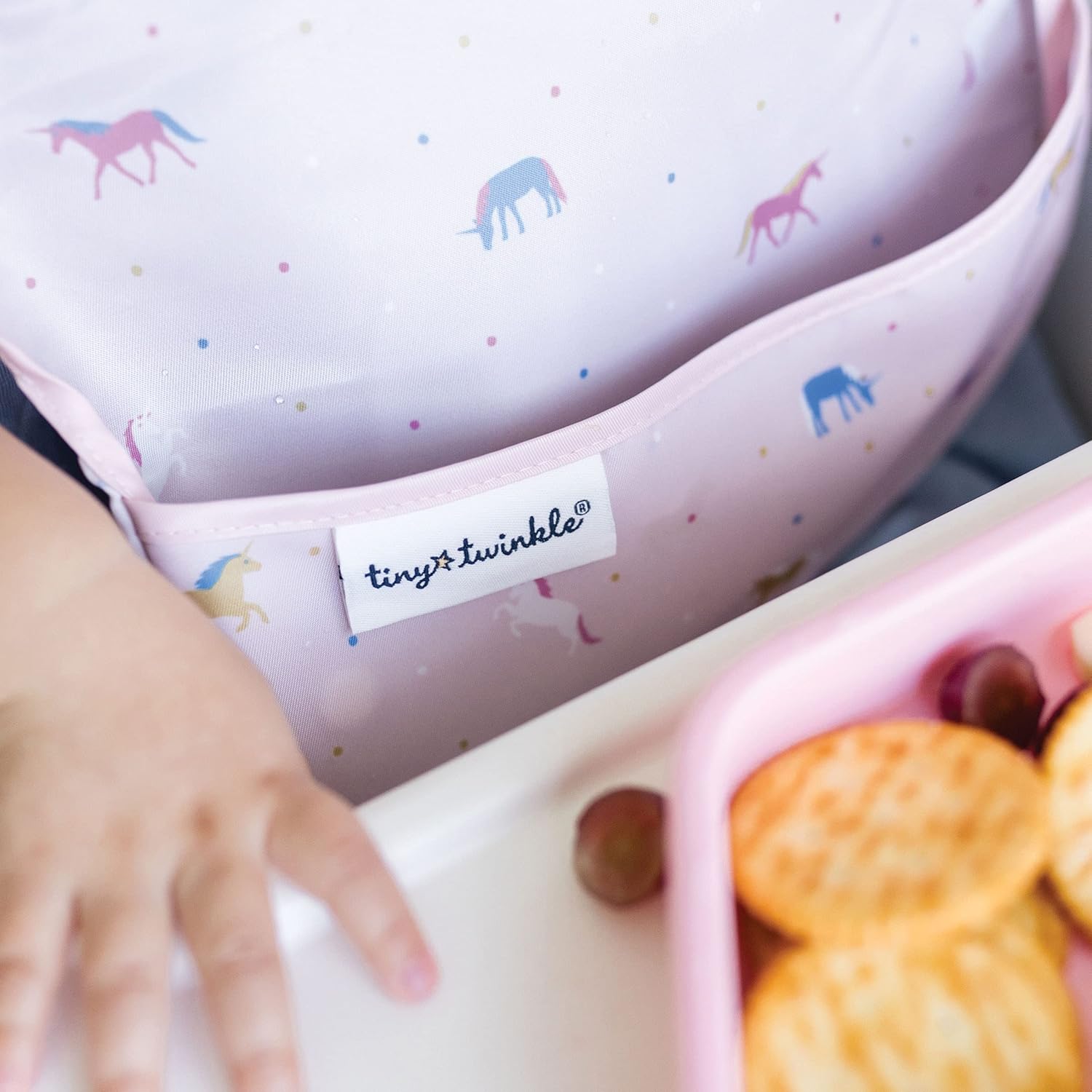 Tiny Twinkle Baby Bibs - Mess-Proof, Waterproof Toddler Feeding Bibs with Catch-All Pocket | 3 Pack Unicorn Design