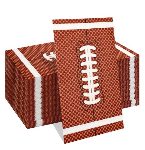 HEIPINIUYE 50 Pieces Football Paper Napkins 3-ply Bathroom Napkins Guest Disposable Hand Towels Dinner Napkins for Football Party Birthday Baby Shower Paper Guest Towels