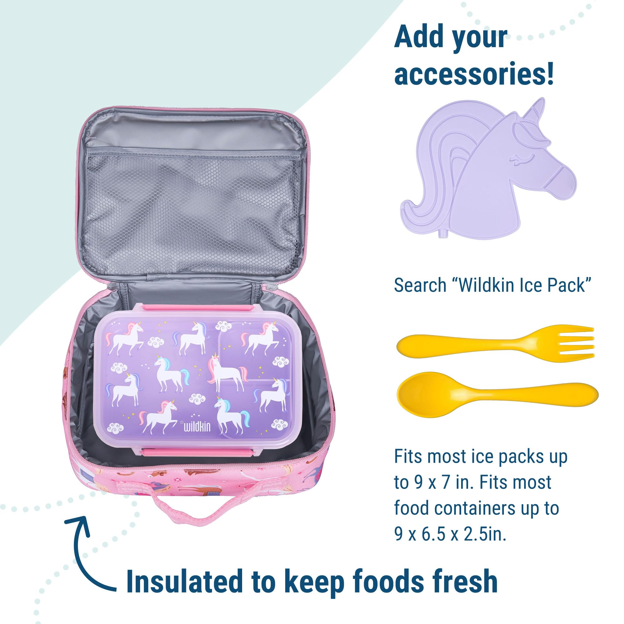 Wildkin 12-Inch Kids Backpack & Insulated Lunch Box Bag Bundle – Durable, Lightweight School & Travel Set for Kids - Horses