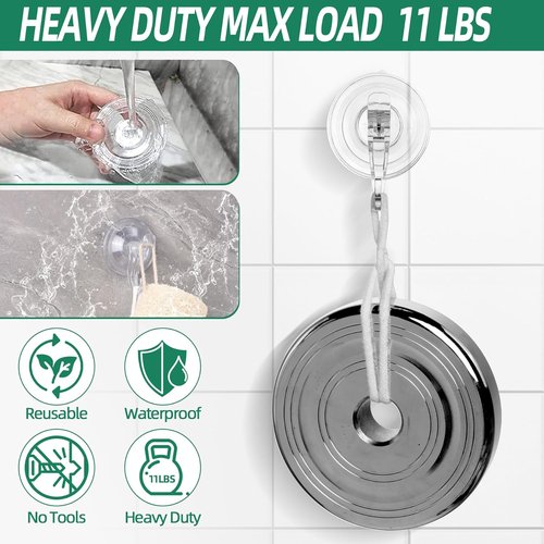 Goabroa Suction Cup Hooks - 6 Pack Clear Reusable Window Hooks for Wreaths & Home Decor | Holds Up to 11 lbs