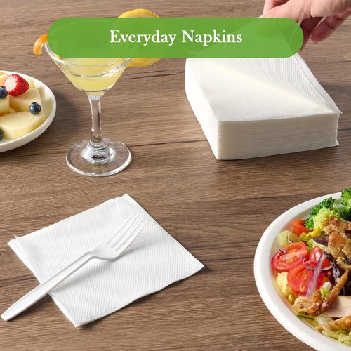ECOLipak Paper Napkins - 250 Count Soft & Absorbent 2-Ply Dinner Napkins | 6.5x6.5 Inch Folded