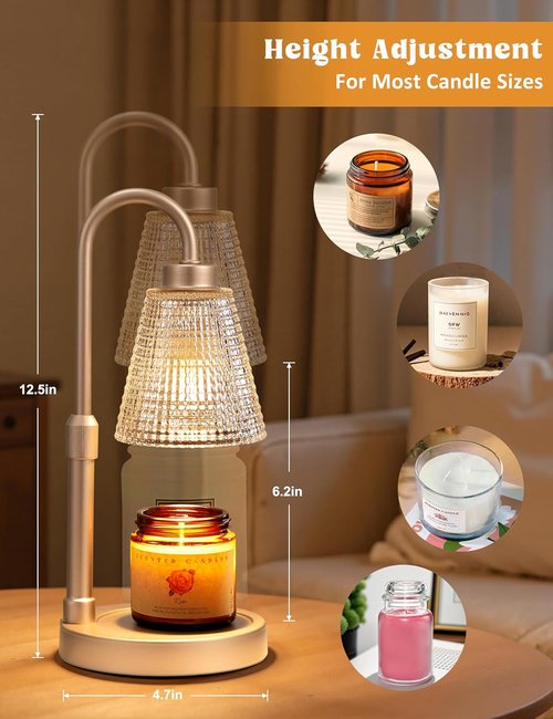 Champagne Gold Candle Warmer Lamp - Dimmable & Adjustable Timer for Jar Candles | Perfect Home Decor & Gift