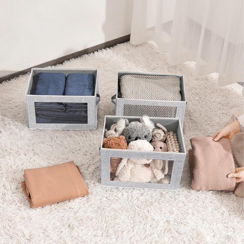 Homsorout Storage Baskets - 4 Pack Large Fabric Organizer Bins with Lids for Closet & Living Room