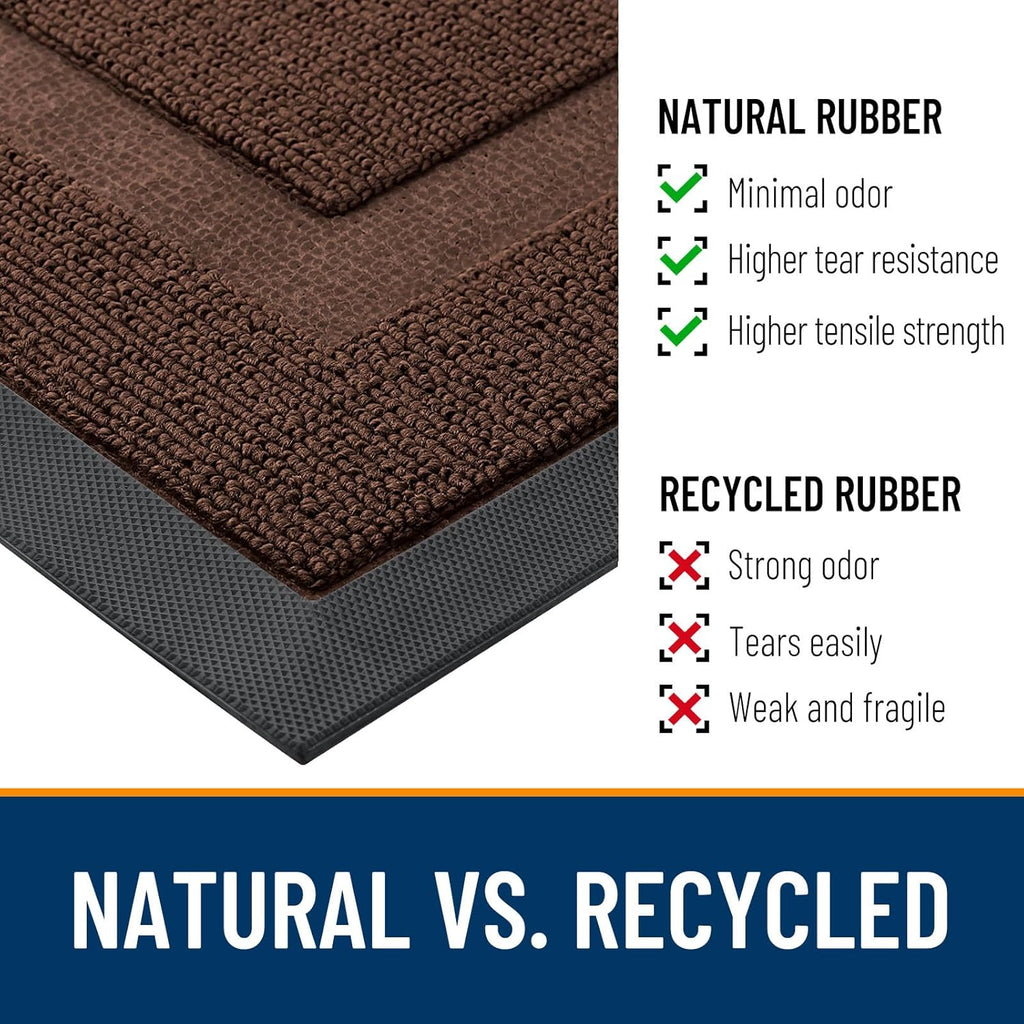 OLANLY Waterproof Front Door Mat - All-Season Natural Rubber Doormat | Easy Clean, 71x23, Chocolate Brown