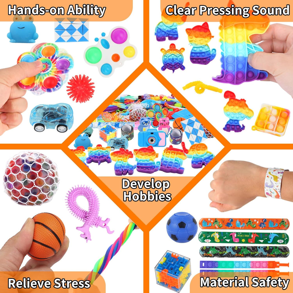 Skiennix 200 Pcs Fidget Toys Bulk - Perfect Birthday Party Favors & Goodie Bag Stuffers