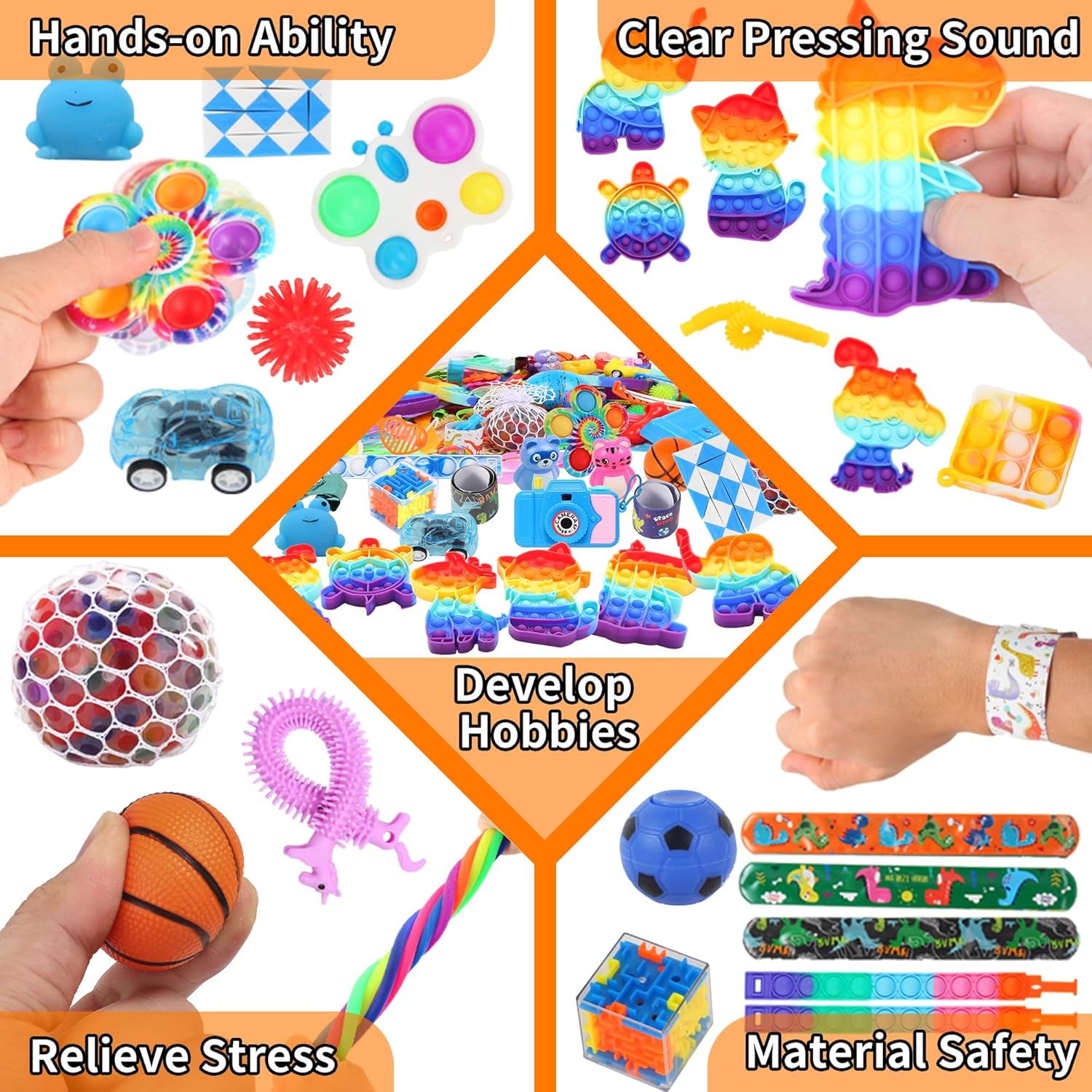 Skiennix 200 Pcs Fidget Toys Bulk - Perfect Birthday Party Favors & Goodie Bag Stuffers