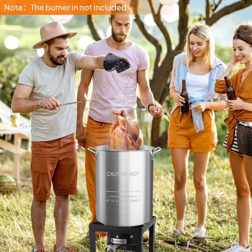 ROVSUN 30QT Turkey Fryer Pot & Seafood Boil Pot with Strainer Basket, Lid, Hook & Steamer, Aluminum Stockpot for Turkey Frying & Crab, Lobster, Shrimp Boiling for Outdoor Cooking & Gatherings