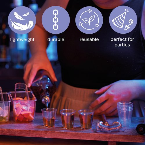 MATANA 500 Clear Plastic Shot Glasses 2oz Disposable Cups, Plastic Shot Cups, Mini Sampling Glasses for Wine Tasting, Tequila, Condiments, Sauce, Jello Shot, Parties - Reusable