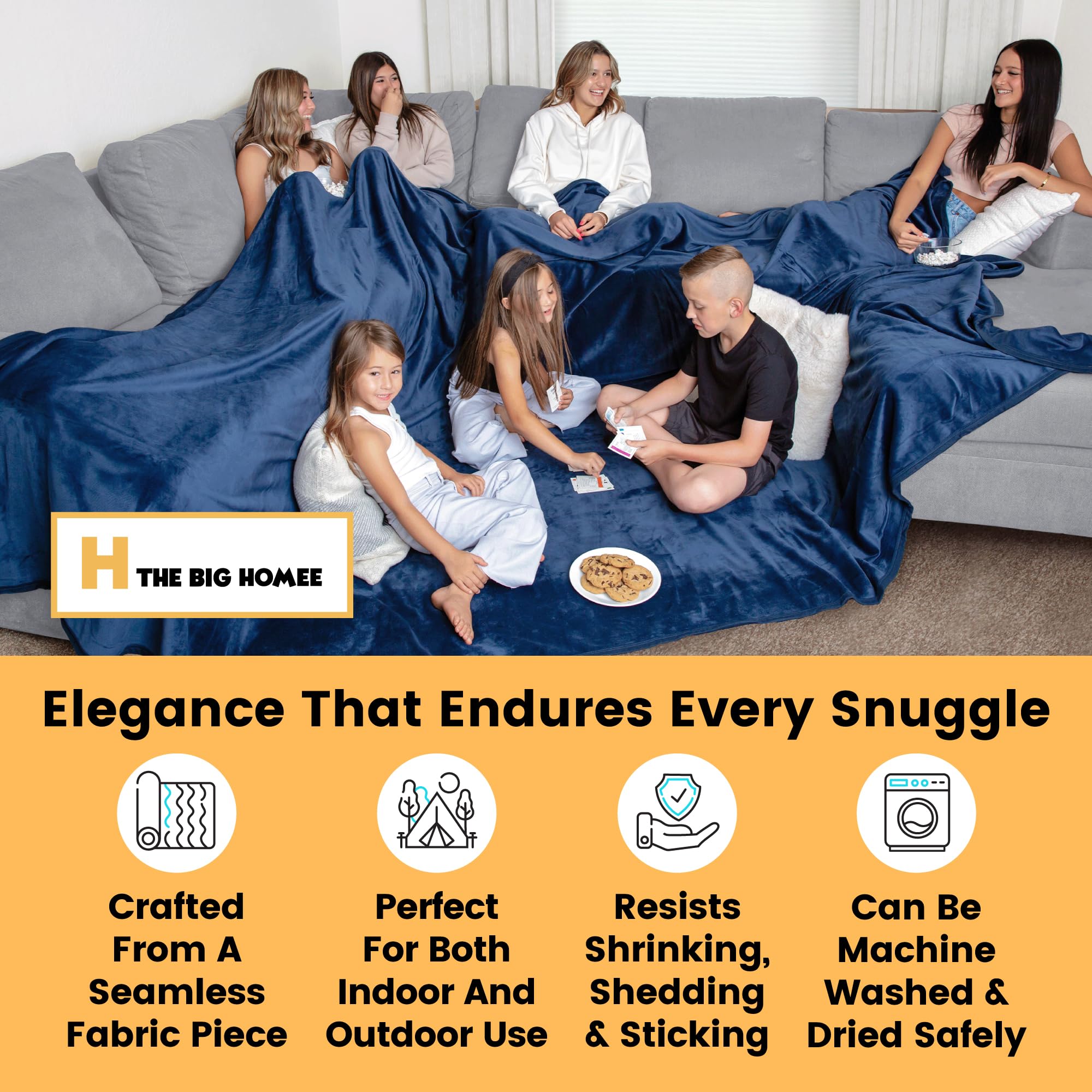HomeSmart Products Oversized Blanket – 12.5x8.5 Feet - Giant Family Blanket, Huge Throw for Multiple People, Soft & Cozy